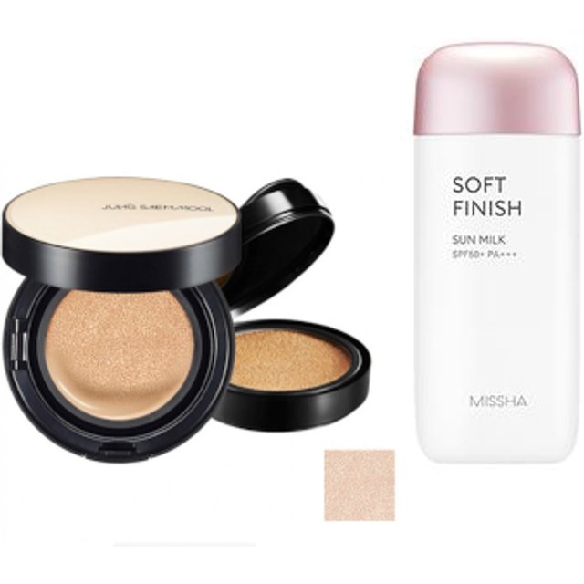 MISSHA - All-Around Safe Block Soft Finish Sun Milk SPF50+ PA+++ - 70ml X Jung Saem Mool - Essential Skin Nuder Cushion -...