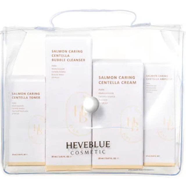 HEVEBLUE - Salmon Caring Centella Special Travel Kit Bag Set x 4pcs - 13ml + 25ml + 20ml + 30ml