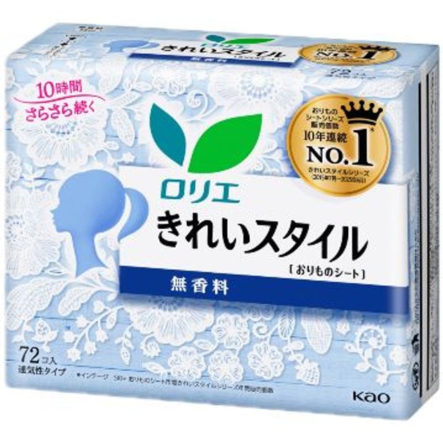 Kao - Laurier Kirei Style Panty Liner - 72pcs - Fragrance Free