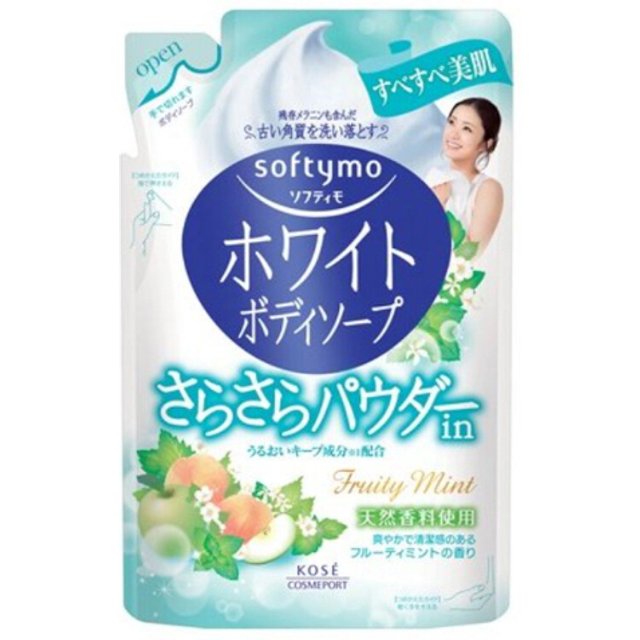 Kose - Softymo White Body Soap Refill - 420ml - Smooth Powder Fruity Mint