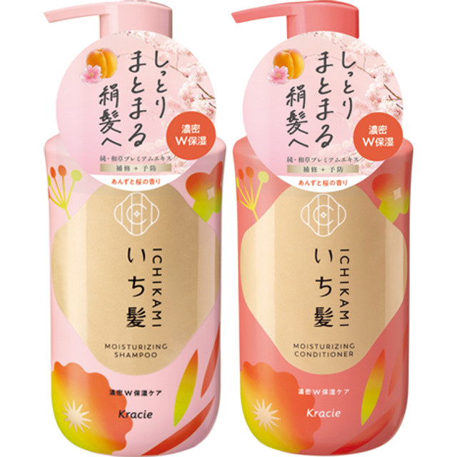 Kracie - Ichikami Moisturizing Shampoo & Conditioner Pair Set - 450ml + 450g