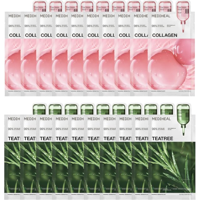 Mediheal - Collagen Essential Mask - 10pcs + Teatree Essential Mask - 10pcs Set