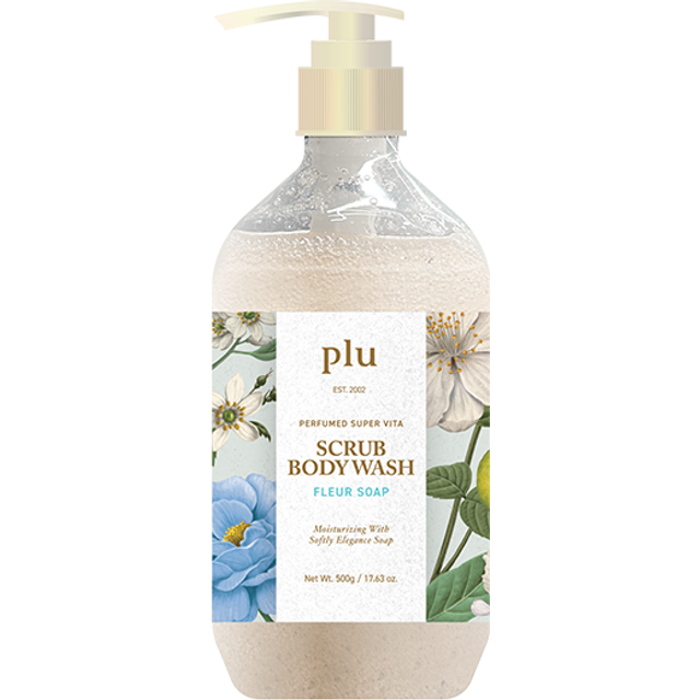 plu - Perfumed Super Vita Scrub Body WashFleur Soap - 500g