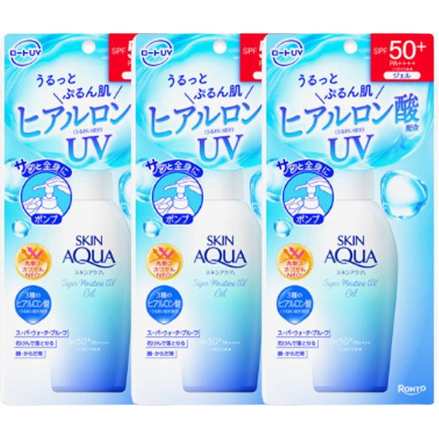 Rohto Mentholatum - Skin Aqua Sunscreen Super Moisture Gel Pump SPF50+ PA++++ - 140g - White (3ea) Set