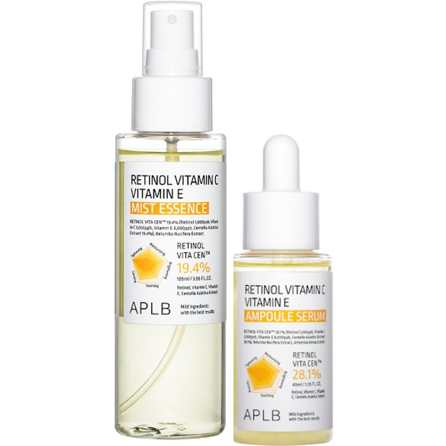 APLB - Retinol Vitamin C Vitamin E Ampoule Serum - 40ml (1ea) + Mist Essence - 105ml (1ea) Set