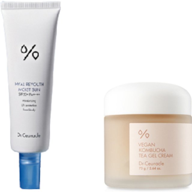 Dr.Ceuracle - Vegan Kombucha Tea Gel Cream - 75g + Hyal Reyouth Moist Sun SPF50+ PA++++ - 50ml Set