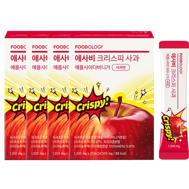 FOODOLOGY - Apple Cider Vinegar Crispy - 2000mg x 20 sticks - Apple (4ea) Set