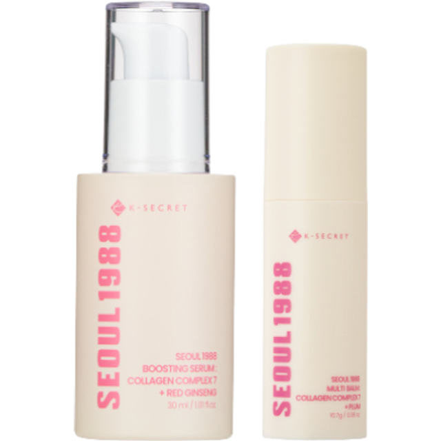 KSECRET - SEOUL 1988 Boosting Serum : Collagen Complex 7 + Red Ginseng - 30ml (1ea) & SEOUL 1988 Multi Balm : Collagen Complex