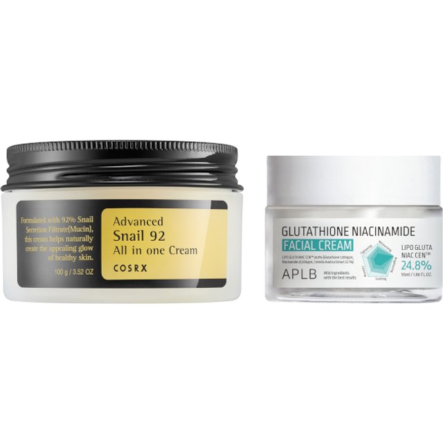 COSRX - Advanced Snail 92 All In One Cream - 100g + APLB - Glutathione Niacinamide Facial Cream - 55ml Set