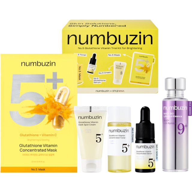numbuzin - No.5+ Glutathione Vitamin Trial Kit for Brightening (Stylevana Exclusive) - 1 Set (4 Items) & No.9 NAD+ BIO...