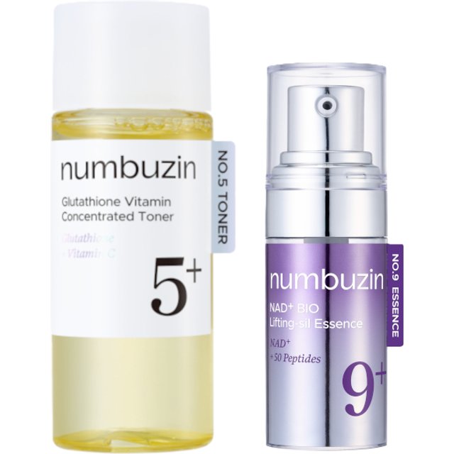 numbuzin - No.5+ Glutathione Vitamin Concentrated Toner - 30ml (1ea) & No.9 NAD+ BIO Lifting-sil Essence - 10ml (1ea) Set