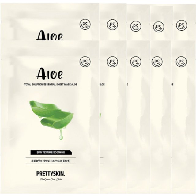 PRETTYSKIN - Total Solution Essential Sheet Mask - 1pc - Aloe (10ea) Set