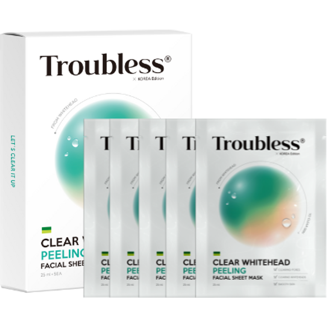 Troubless - Clear Whitehead Peeling Facial Sheet Mask x 5 sheets - 5pcs