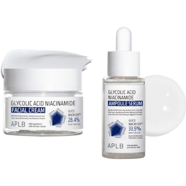 APLB - Glycolic Acid Niacinamide Ampoule Serum - 40ml & Facial Cream - 55ml Set