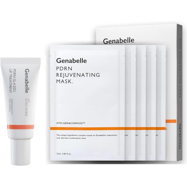 Genabelle - PDRN Glazed Lip Treatment - 10ml (1ea) & Rejuvenating Mask - 5pcs Set