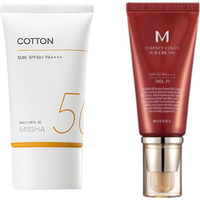 Missha Cotton Sun X M Perfect Cover BB cream # 21 zestaw