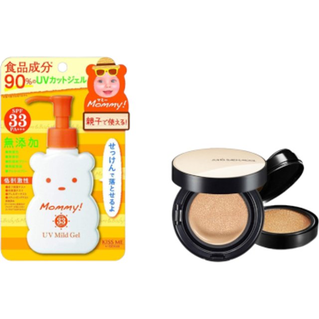 ISEHAN - Kiss Me Mommy UV Mild Gel SPF33 PA+++ - 100ml X Jung Saem Mool - Essential Skin Nuder Cushion - 14g+14g - Medium-Deep