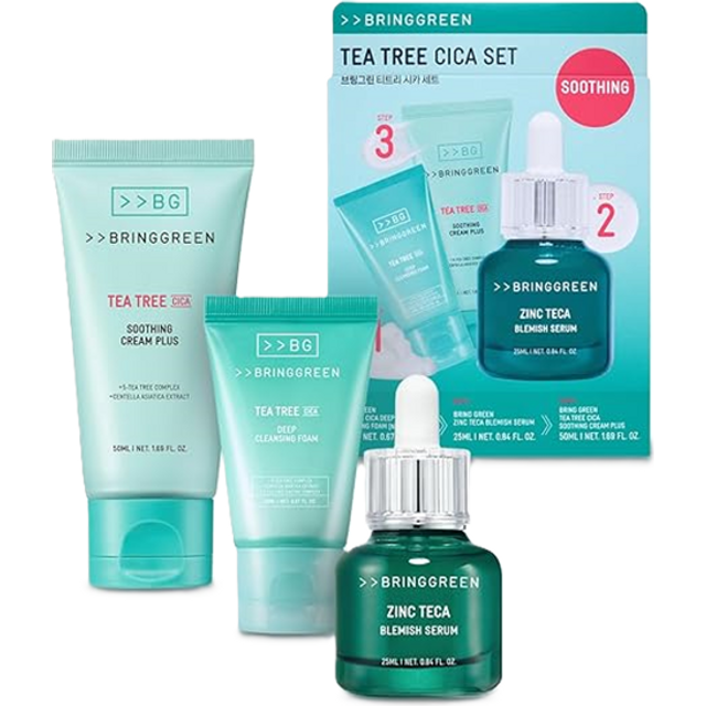 BRING GREEN - Tea Tree Cica Set (Zinc Teca Blemish Serum+Tea Tree Cica Soothing Cream Plus+Tea Tree Deep Cleansing Foam) -...