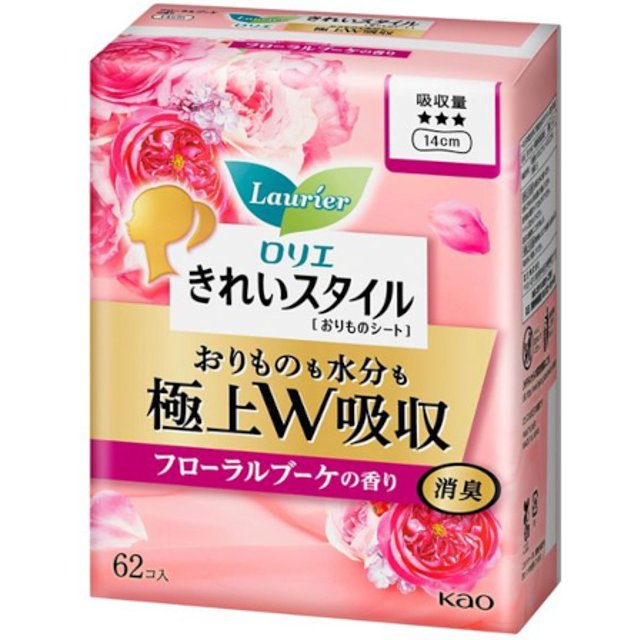 Kao - Laurier Kirei Style Panty Liner Superb W Absorption 14cm - 62szt. - Floral Bouquet Scent