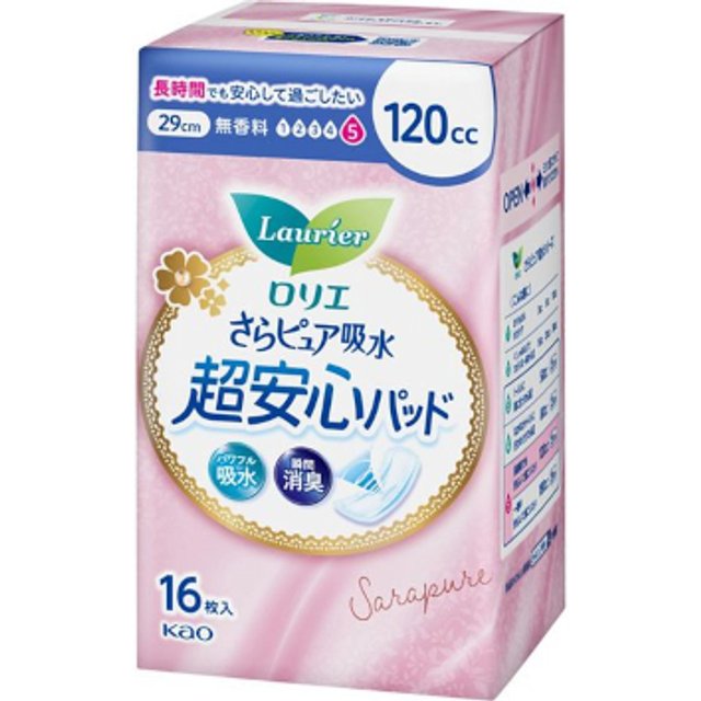 Kao - Laurier Sara Pure Absorption Ultra Secure Panty Liners 120cc 29cm - 16szt. - Fragrance Free
