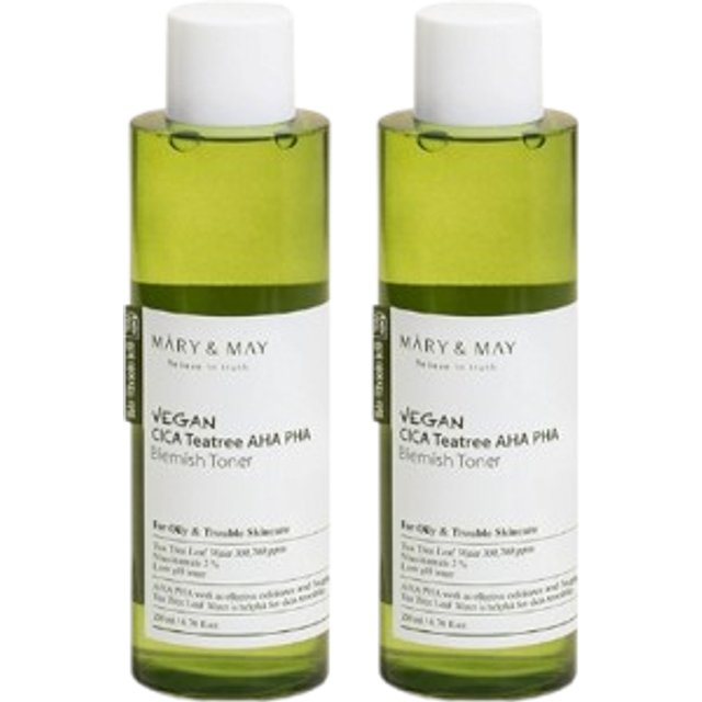 Mary&May Vegan CICA Teatree AHA PHA Blemish Toner - 200ml (2szt.) Set