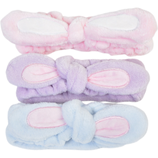 MINGXIER - Coral Fleece Rabbit Ear Face Wash Headband (Random Colour) - 1szt.