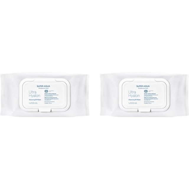 MISSHA - Super Aqua Ultra Hyalron Cleansing Oil Wipes (Jumbo Size) - 1opakowanie (70szt.) (2szt.) Set