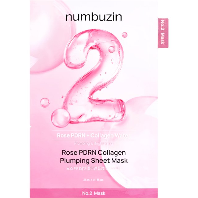 numbuzin - No.2 Rose PDRN Collagen Plumping Sheet Mask - 1szt.