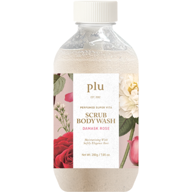 plu - Perfumed Super Vita Scrub Body Wash - 200g - Damask Rose