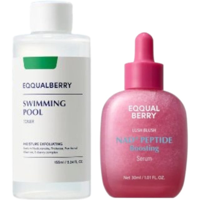 EQQUALBERRY - Swimming Pool Daily Facial Toner - 155ml (1ea) + NAD+ Peptide Boosting Serum - 30ml (1ea) Set