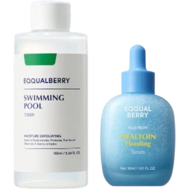 EQQUALBERRY - Swimming Pool Daily Facial Toner - 155ml (1ea) + Hyaltoin Flooding Serum - 30ml (1ea) Set