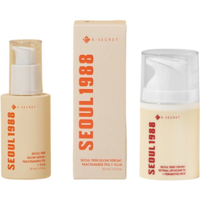KSECRET - SEOUL 1988 Glow Serum : Niacinamide 15% + Yuja - 30ml (1szt.) X Cream : Retinal Liposome 1% + Fermented Rice - 50ml...