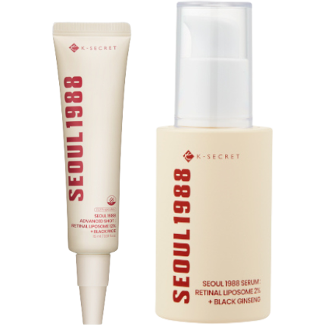 KSECRET - SEOUL 1988 Advanced Shot : Retinal Liposome 12% + Black Rice - 15ml (1ea) & SEOUL 1988 Serum : Retinal Liposome 2% +