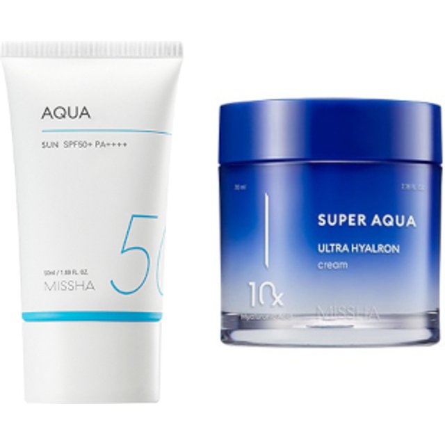 MISSHA - All-Around Safe Block Aqua Sun SPF50+ PA++++ - 50ml (1szt.) + Super Aqua Ultra Hyalron Cream - 70ml (1szt.) Set