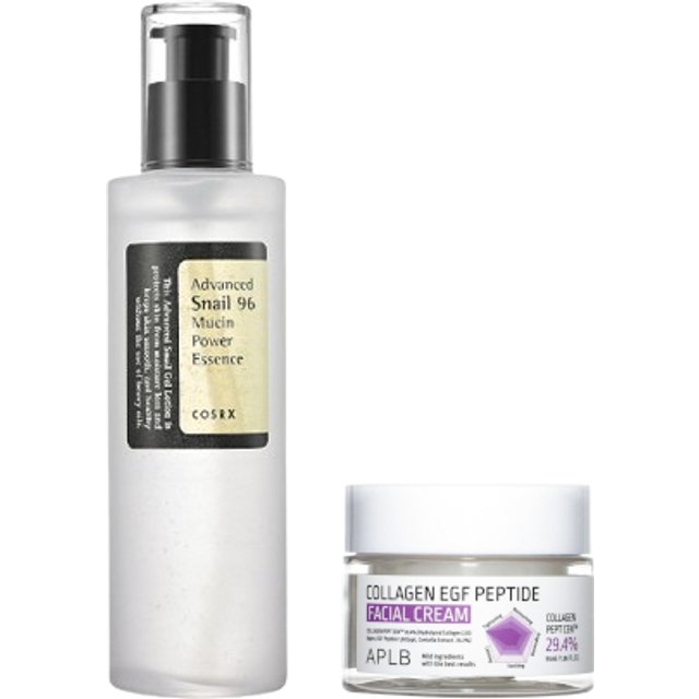 COSRX - Advanced Snail 96 Mucin Power Essence 100ml + APLB - Collagen EGF Peptide Facial Cream - 55ml Set