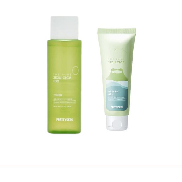 PRETTYSKIN - The Pure Jeju Cica 100 Toner - 250ml (1szt.) + Peeling Gel - 150ml (1szt.) Set