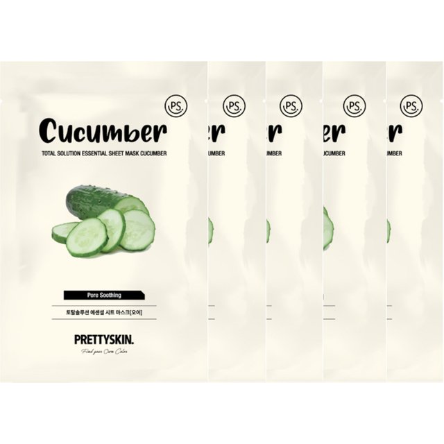 PRETTYSKIN - Total Solution Essential Sheet Mask - 1szt. - Cucumber (5szt.) Set