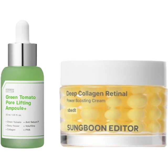 SUNGBOON EDITOR - Deep Collagen Retinol Power Boosting Capsule Cream - 50ml (1ea) + Green Tomato Pore Lifting Ampoule+ - 30ml...