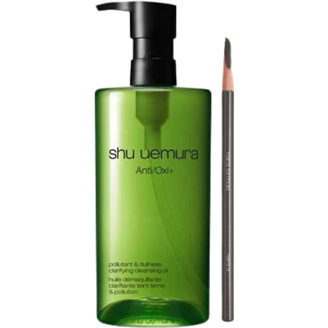 Shu Uemura Hero Set D (Anti/Oxi+ Pollutant & Dullness Clarifying Cleansing Oil 450ml & H9 Hard Formula Eyebrow Pencil - 05...
