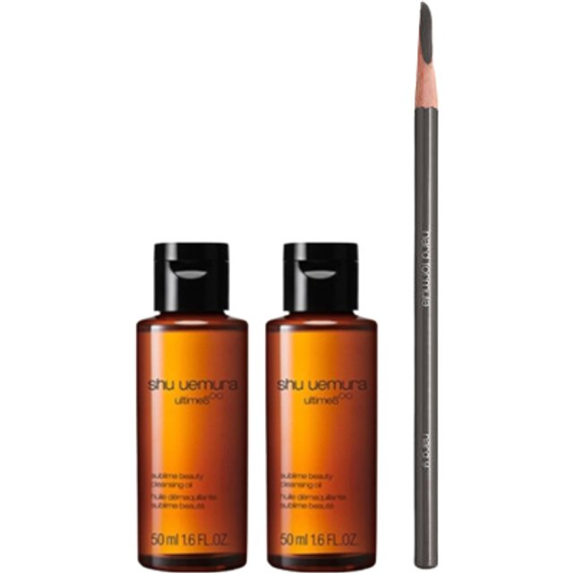 Shu Uemura Hero Set G ( Ultime8 Sublime Beauty Cleansing Oil - 50ml (2szt.) & H9 Hard Formula Eyebrow Pencil - 05 Stone Gray )