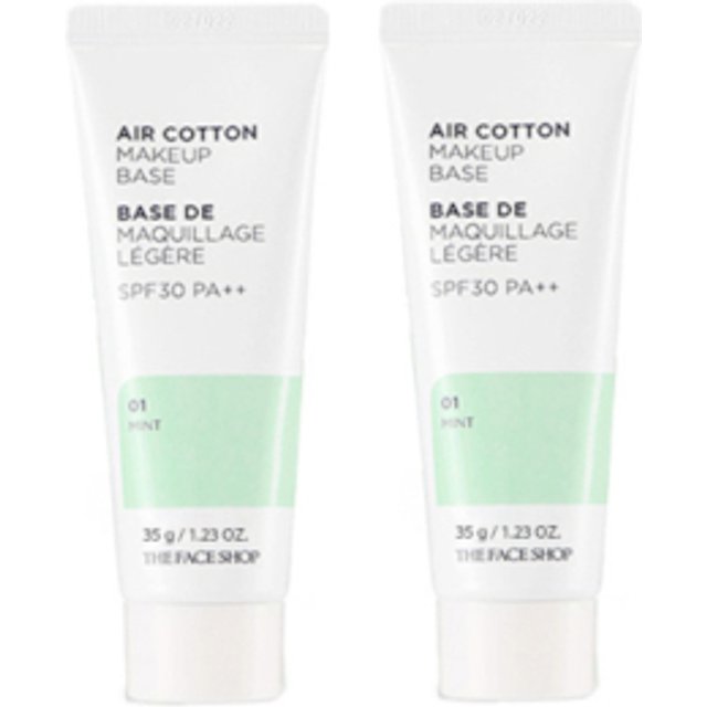 THE FACE SHOP - Air Cotton Makeup Base - Mint (2szt.) Set