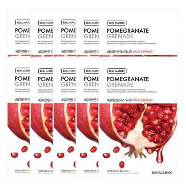 THE FACE SHOP - Nature Face Mask - Pomegranate - 1szt. (10szt.) Set