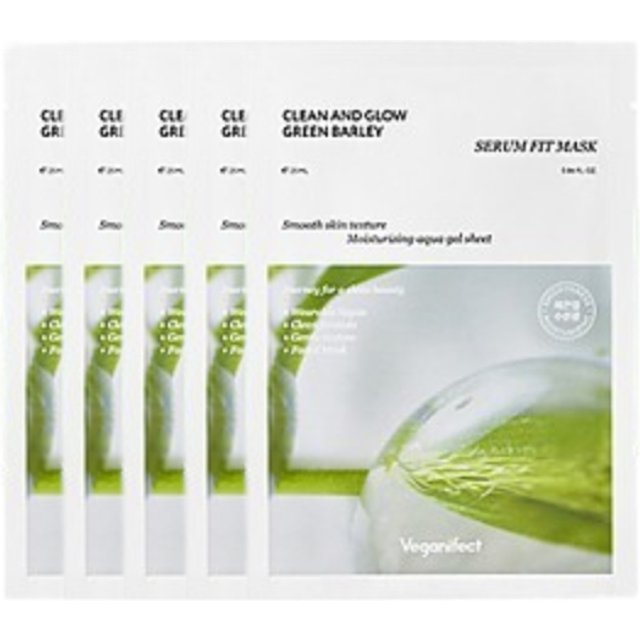 Veganifect - Clean And Glow Green Barley Serum Fit Mask - 5szt.