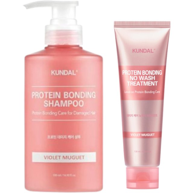 KUNDAL - Protein Bonding Shampoo 500ml + No Wash Treatment 130ml Set - Violet Muguet