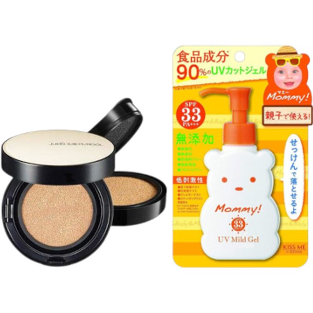 ISEHAN - Kiss Me Mommy UV Mild Gel SPF33 PA+++ - 100ml X Jung Saem Mool - Essential Skin Nuder Long Wear Cushion - 14g +14g -...