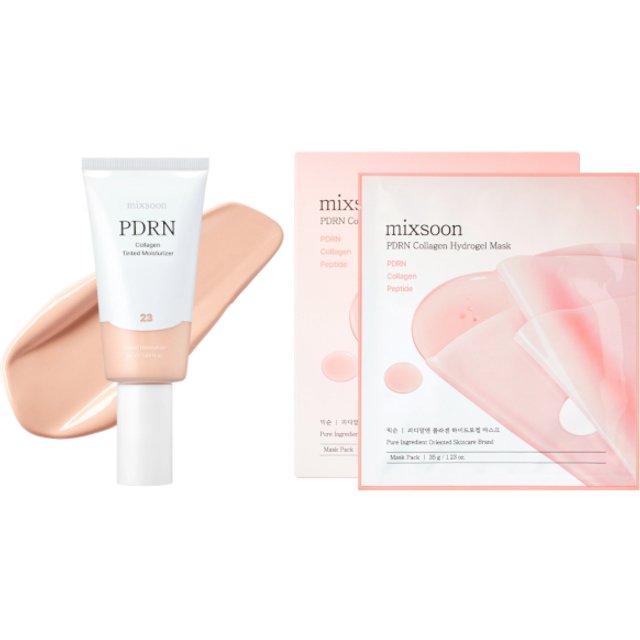 mixsoon - PDRN Collagen Tinted Moisturizer #23 Aura + Hydrogel Mask*5pcs Set