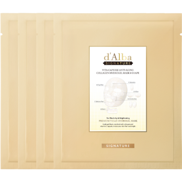 d'Alba - Signature Vita Capsule Anti-Aging Collagen Hydrogel Mask 8 Shape - 44g*4ea