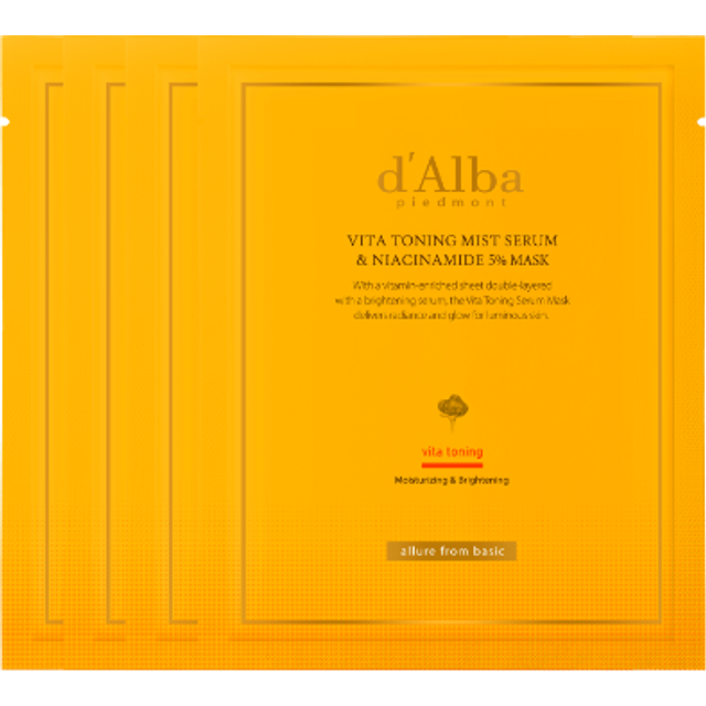 d'Alba - Vita Toning Mist Serum & Niacinamide 5% Mask - 28g*4ea