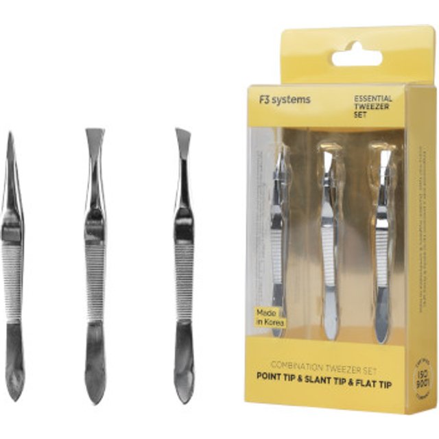 F3 SYSTEMS - Essential Tweezer Set - Point & Slant & Flat - 1set