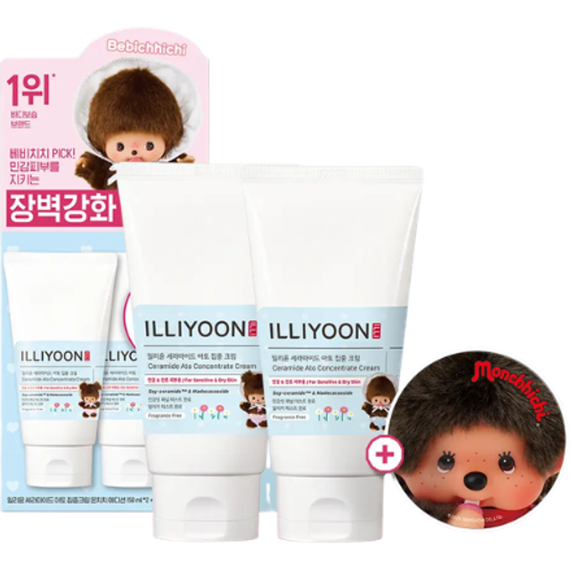 ILLIYOON - Ceramide Ato Conentrate Cream Special Set (with Monchhichi Mirror) - 150ml + 150ml